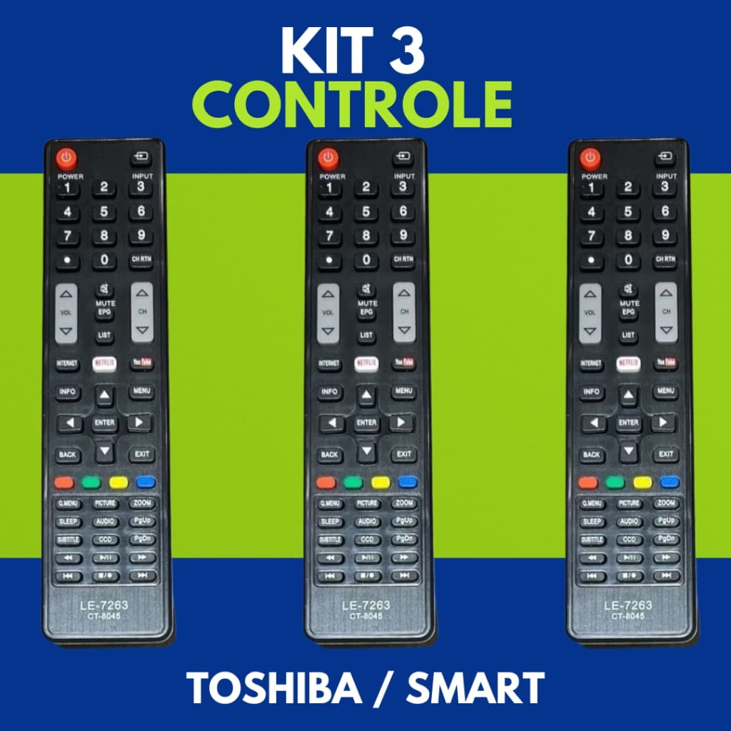 Controle remoto smart toshiba netflix e youtube le-7263