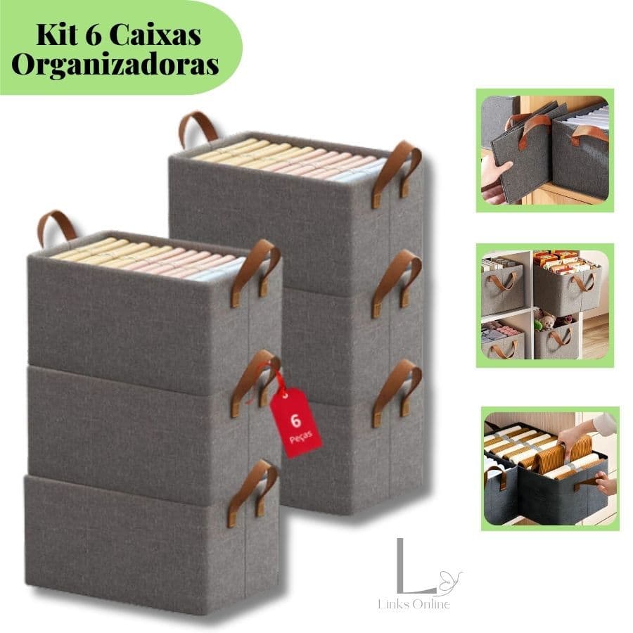 Kit 6 Caixas Organizadoras Resistentes dobravél Roupas e Gavetas Organizadas