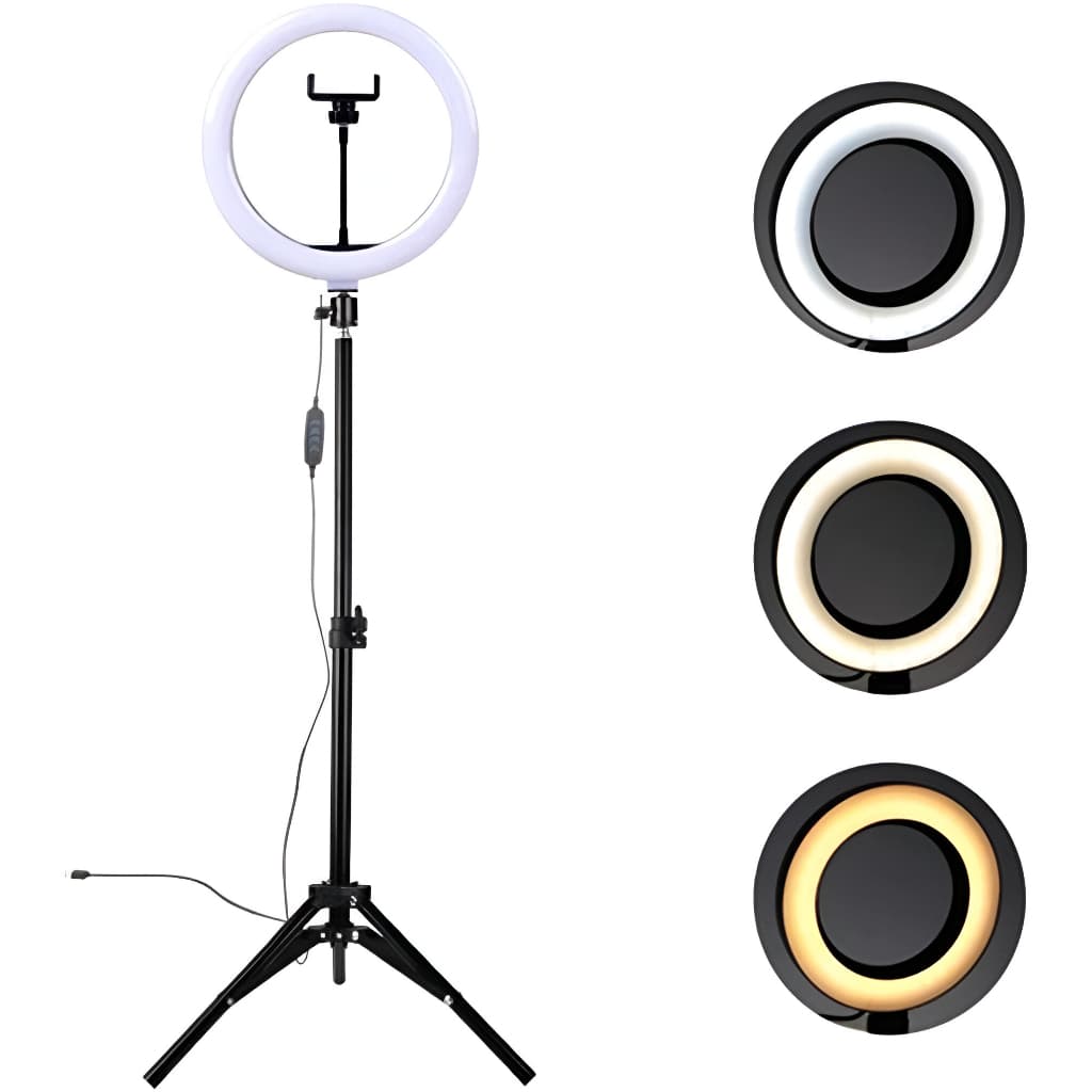 Kit Completo Ring Light Profissional 10 12 14 18 Polegadas Com Tripé 2,10M Iluminação Led Videos