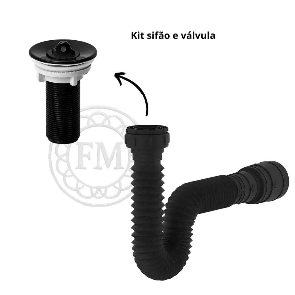 Kit Para Banheiro Lavatório Válvula e Sifão Universal Preto