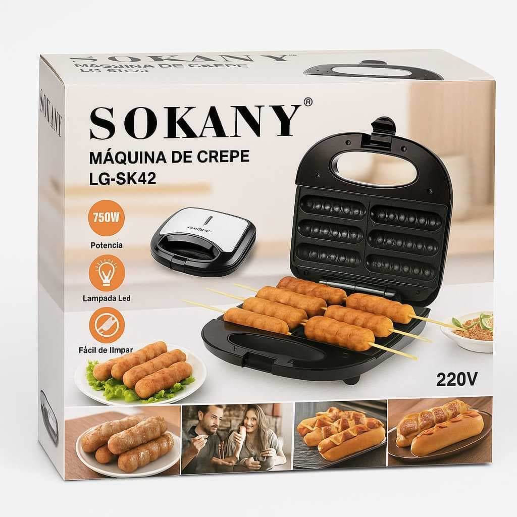 Crepeira Elétrica Antiaderente 127V/220V – Faz Crepe, Hot Dog, Queijo Coalho e Espetinhos no Palito