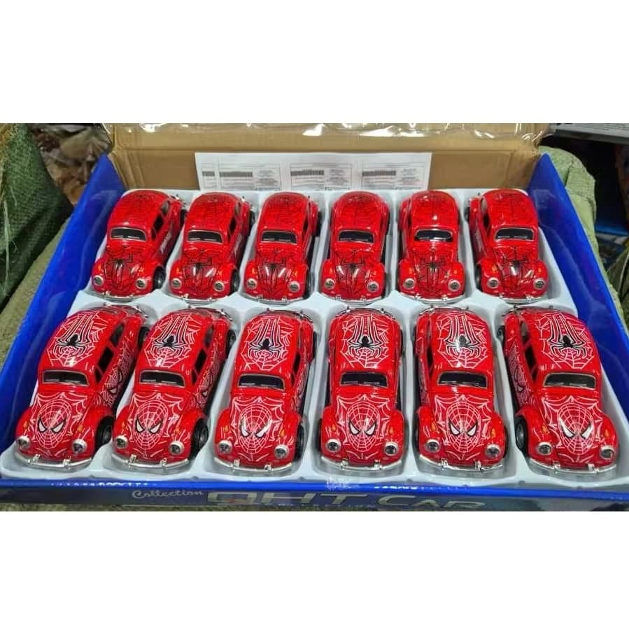Miniatura de Carrinho Fusca  Vermelho Homem Aranha - Brinquedo Colecionavel Retro