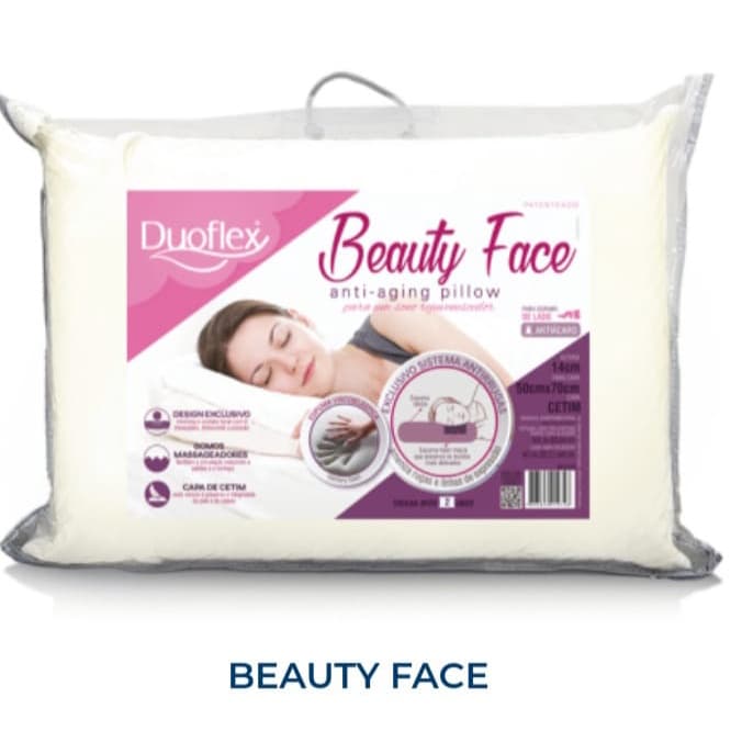 Travesseiro Antirrugas Duoflex Beauty Face 50x70x14cm Branco BF3100