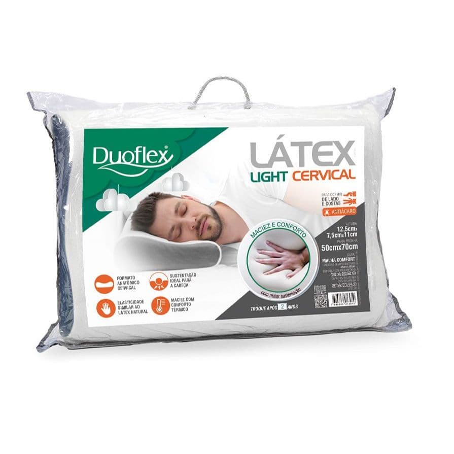 Travesseiro Latex Light Cervical Duoflex 50cm x 70cm X 11cm LP2100