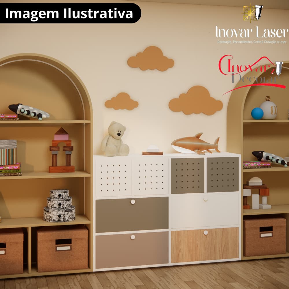 RECORTE KIT NUVEM INFANTIL DECORATIVA DECORAÇÃO APLIQUE MDF PARA PAREDE