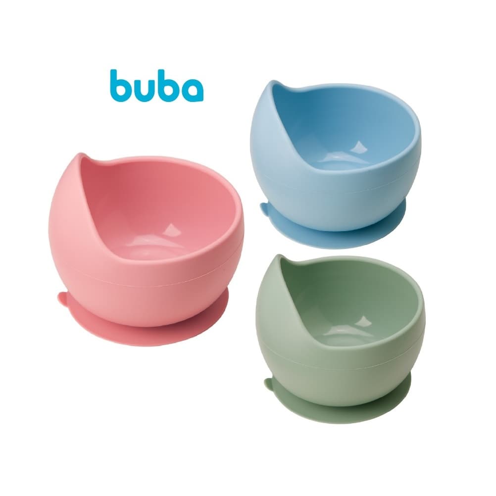 Bowl De Silicone Buba Com Ventosa Pratinho Bebê Não Escorrega - introdução alimentar