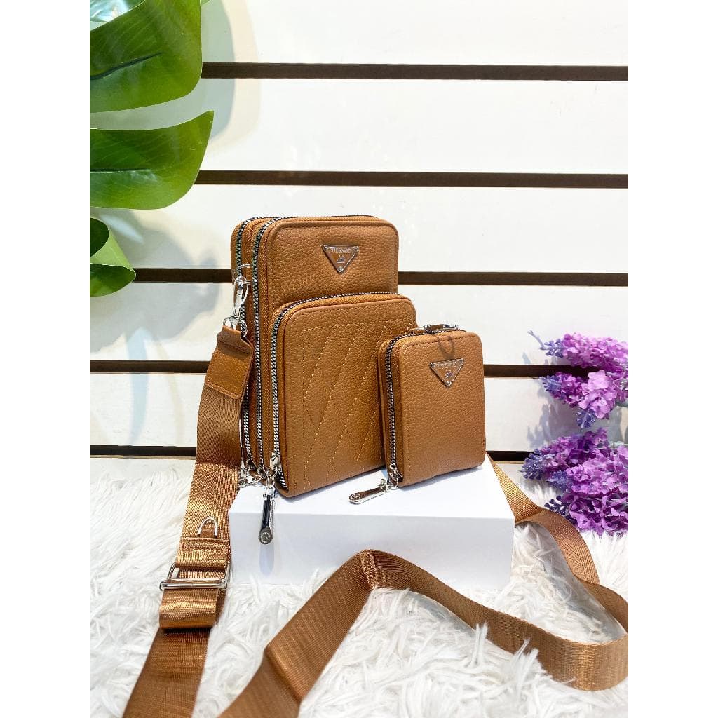 Bolsa Feminina Transversal Porta Celular Modelo com Carteira kit#FR-36
