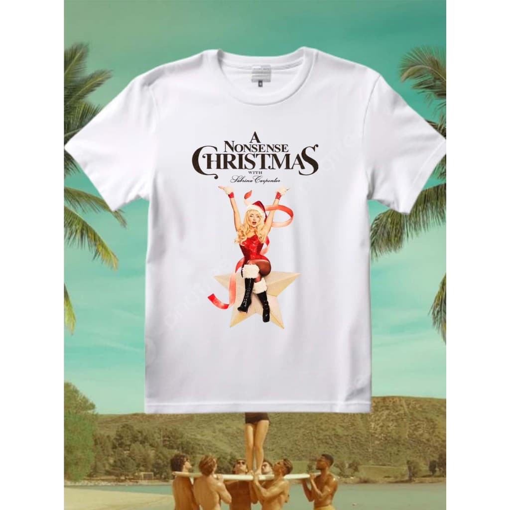 Camiseta branca 100% poliéster  sabrina carpenter  single "Manchild" | short n' sweet deluxe