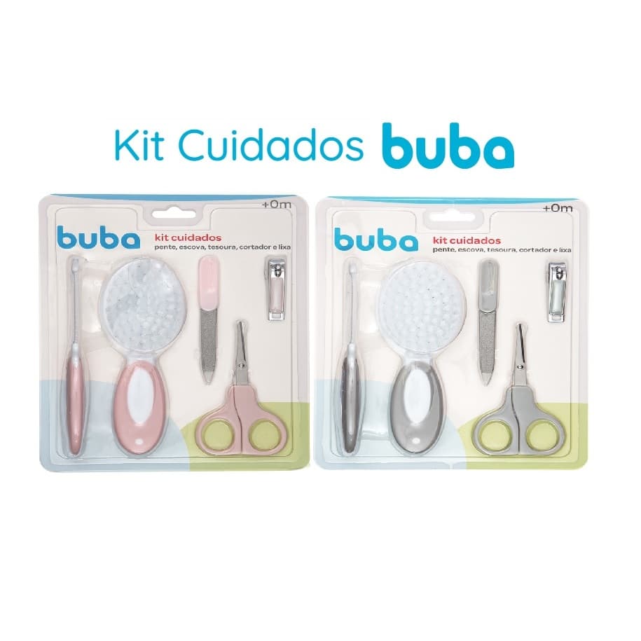 Kit Higiene Bebê Buba; Escova Pente Tesoura Lixa e Cortador - kit cuidados enxoval completo