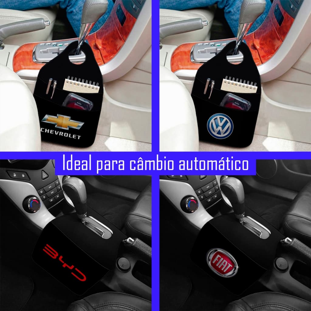 Lixeira de Carro para Câmbio Automático Duplo em Neoprene Costurado Marcas de Carro Símbolo Logo