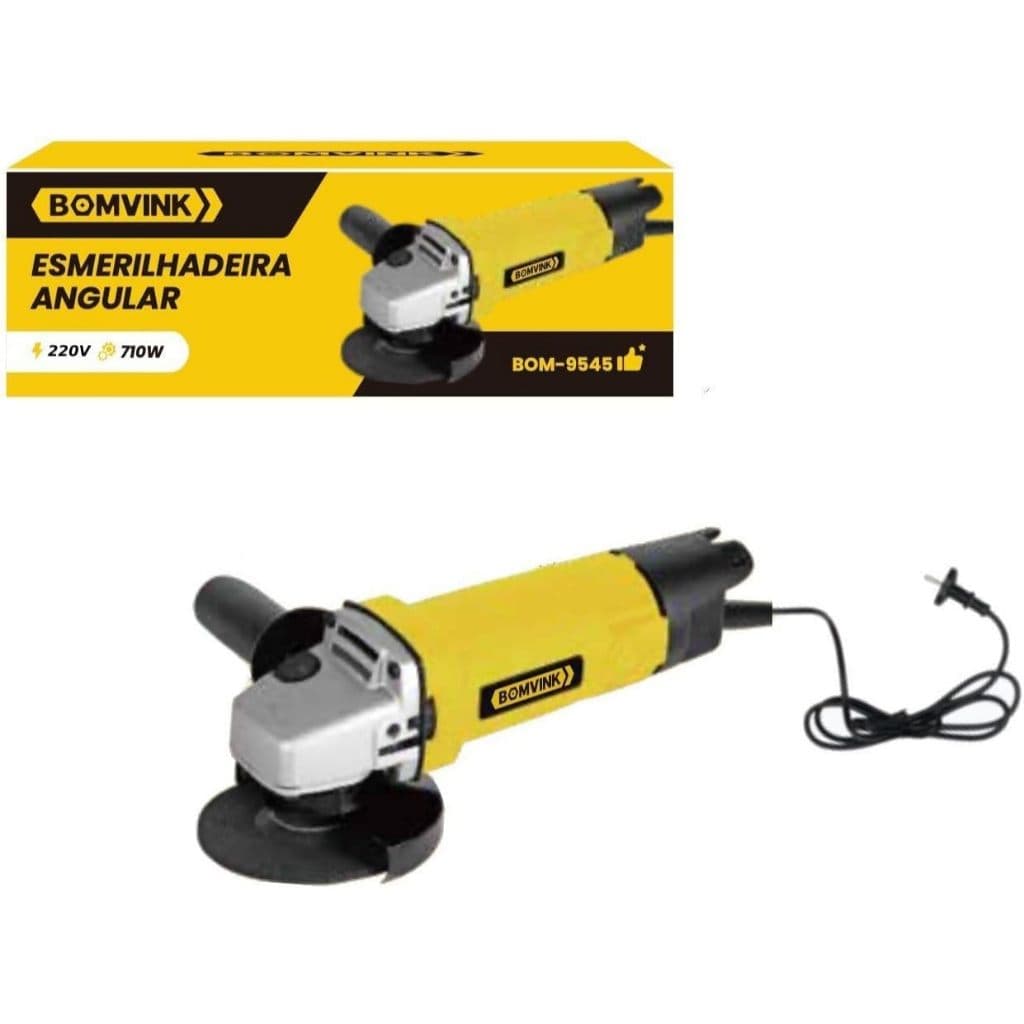Lixadeira Esmerilhadeira Angular 4.1/2 Potência 710W, Com chave de aperto, Protetor e Manopla (220V)