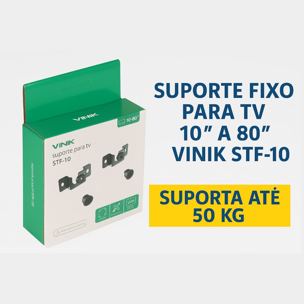 Suporte Fixo Para TV 10” a 80”  | Universal, Aço Reforçado, Até 50Kg + Nível Bolha