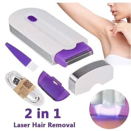 Depilador Elétrico Laser Recarregável Indolor Branco e Roxo - USB - Modelo KA-2716