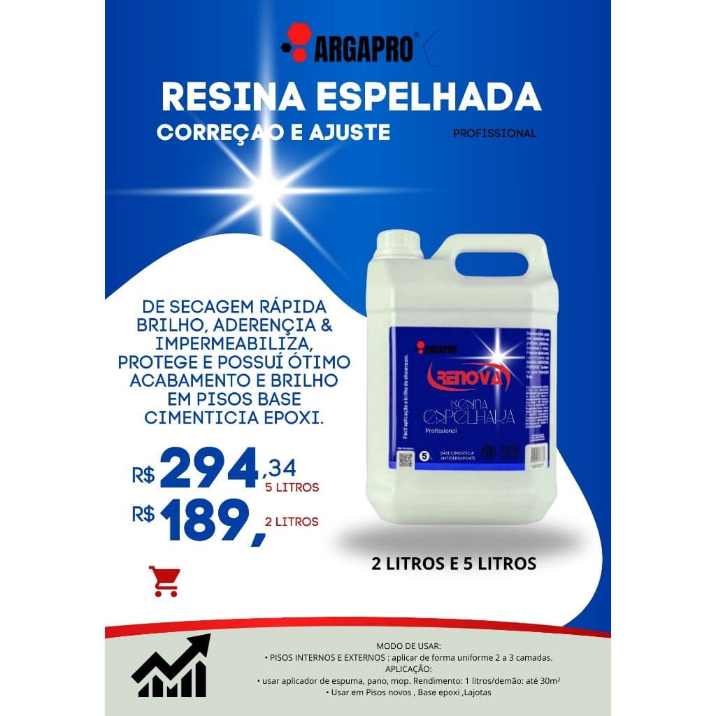 Resina de brilho espelhada reparação piso 2l  e 5 l