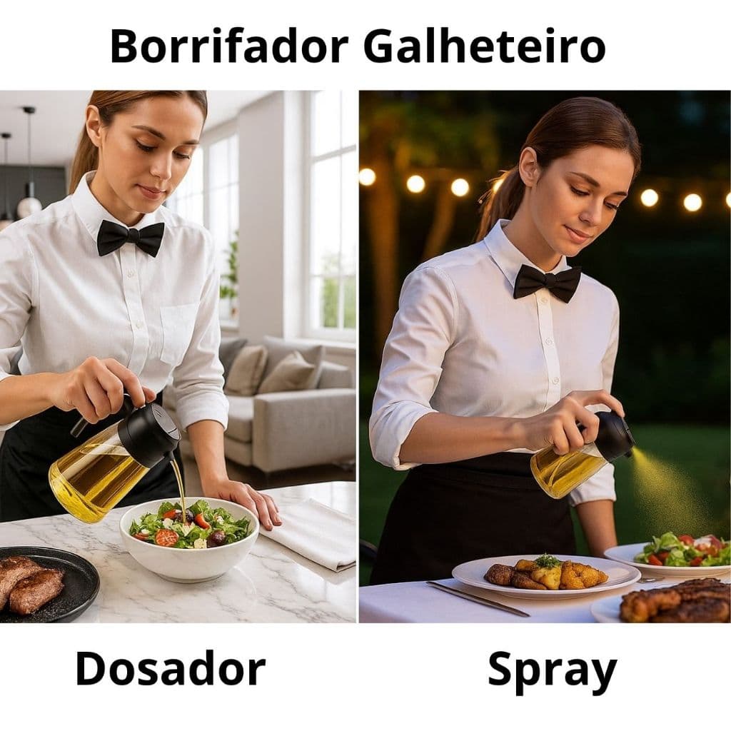 Borrifador Galheteiro Spray Dosador Azeite Óleo Vinagre Cozinha 470Ml Vidro Dosador - Sortida