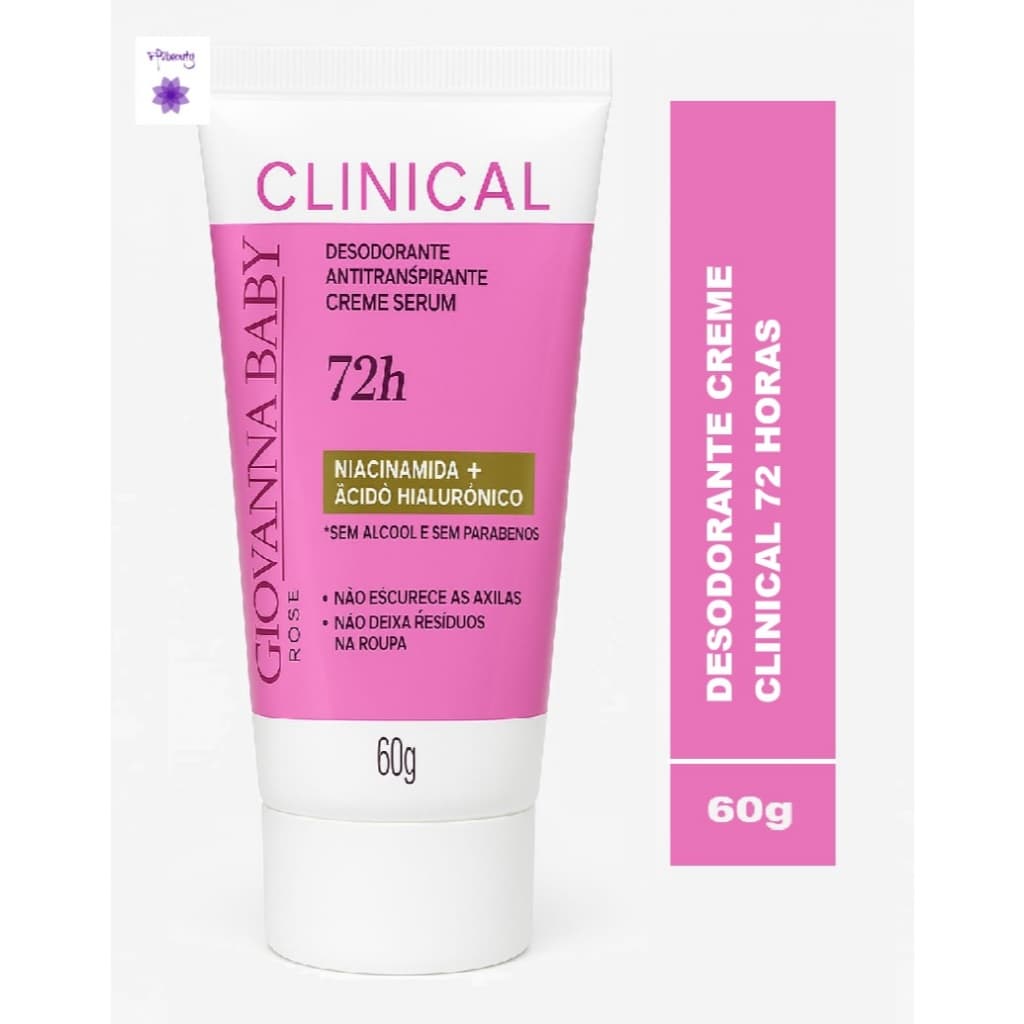 Desodorante Creme Giovanna Baby Serum Antitranspirante Niacinamida + Acido Hialuronico Rose 60g