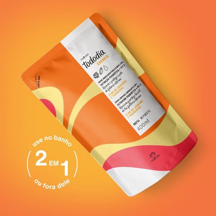 REFIL CREME ENERGIZANTE CORPORAL 2 EM 1 TODO DIA FLOR DE GENGIBRE E TANGERINA 400ML - NATURA