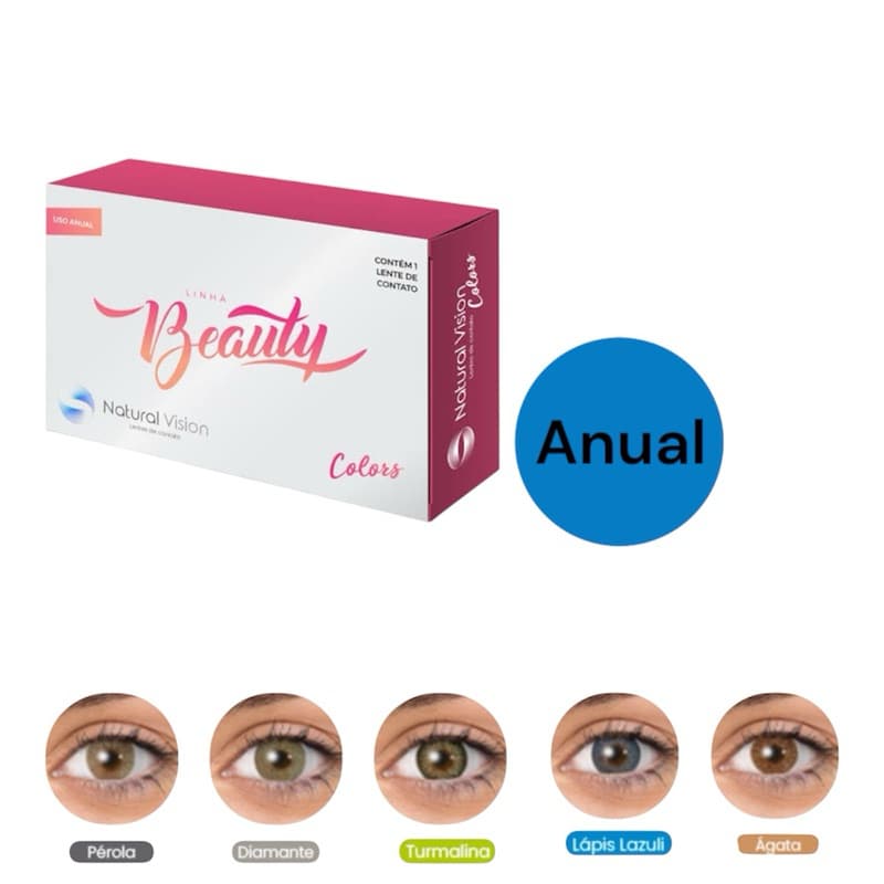Lentes de Contato Colorida Natural Vision Beauty Anual Sen Grau ou com Grau