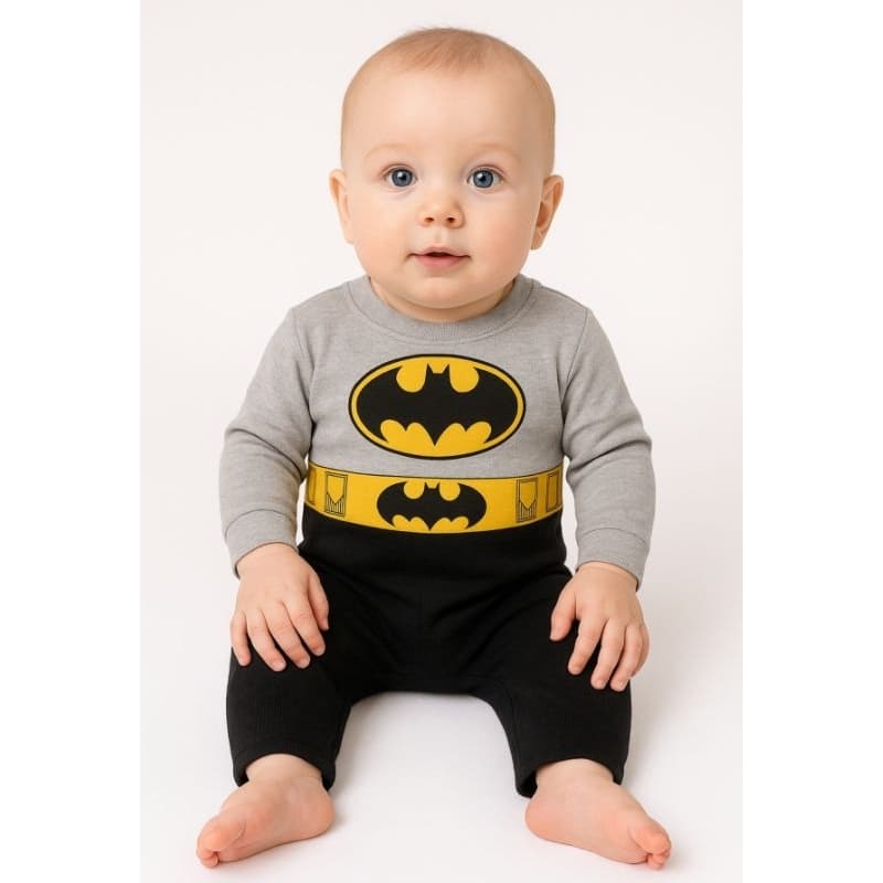 Macacão Batman Personagem Disney Bebê Algodão Fantasia Menino Baby Mêsversário Super Herói