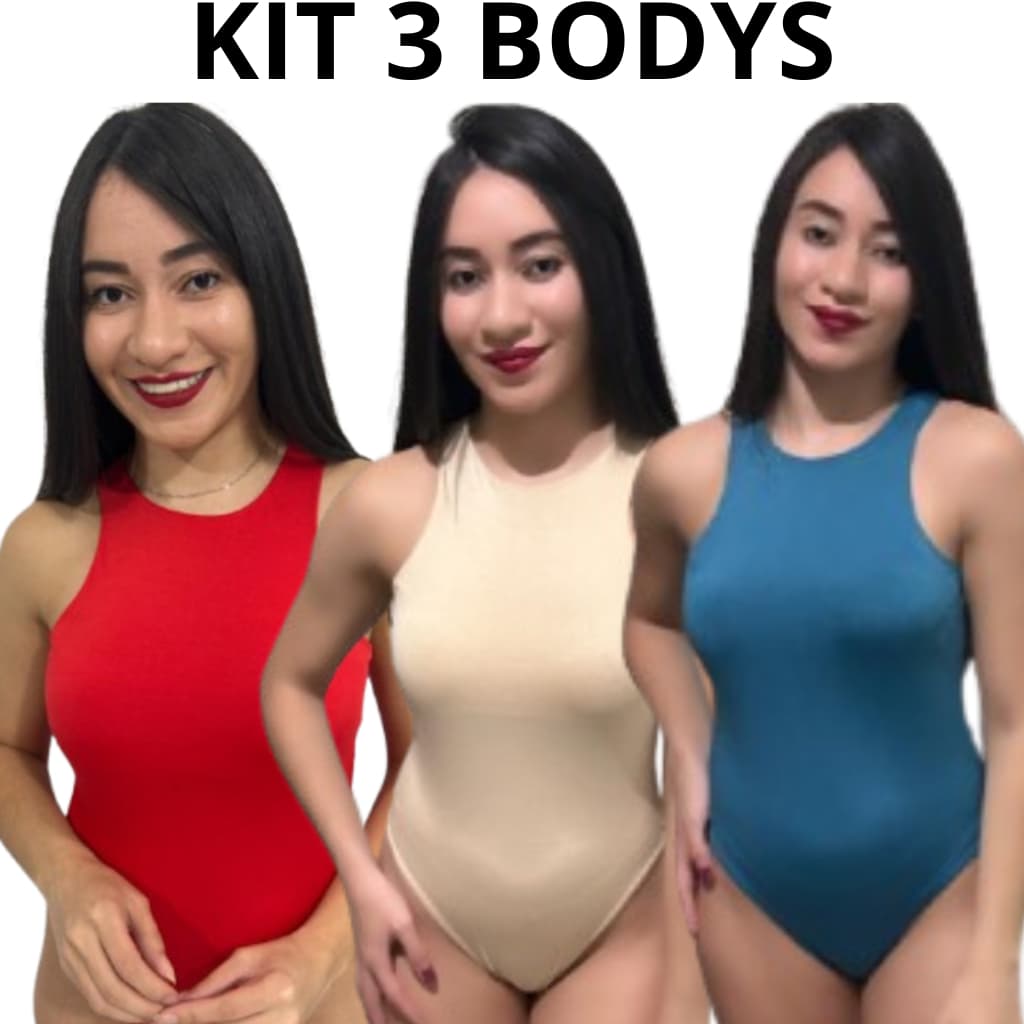 Kit 3 Body Feminino Elegante Suplex Tendência Grossa Alça Feminina Blusa