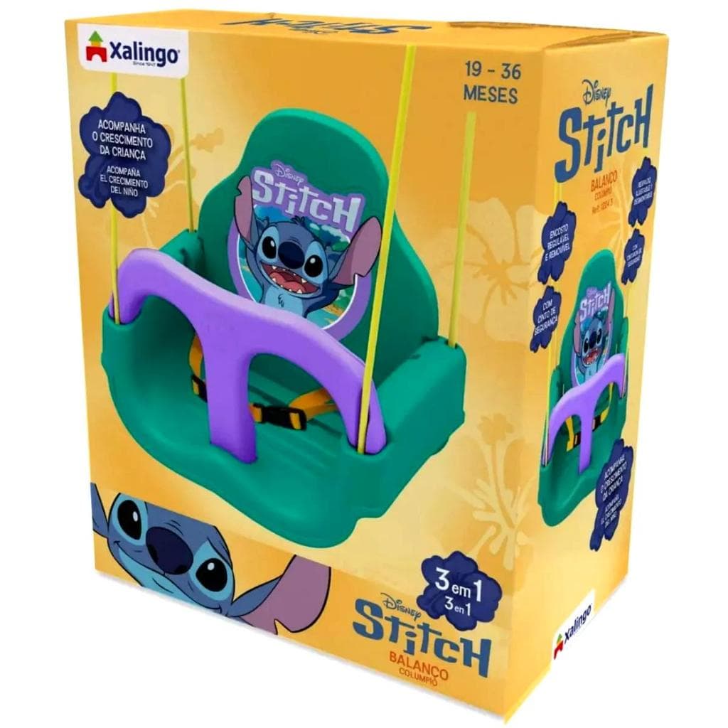 Balanço Stitch Infantil – Cadeirinha para Criança com Encosto e Cinto | Produto Oficial