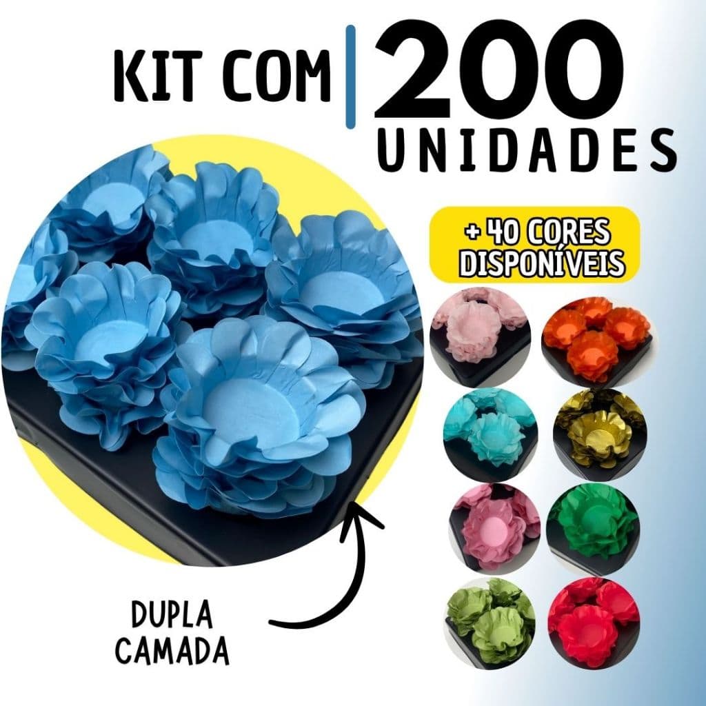 Kit 200 Forminhas de Doces Finos Flor Luxo para Festa Casamento e Aniversário