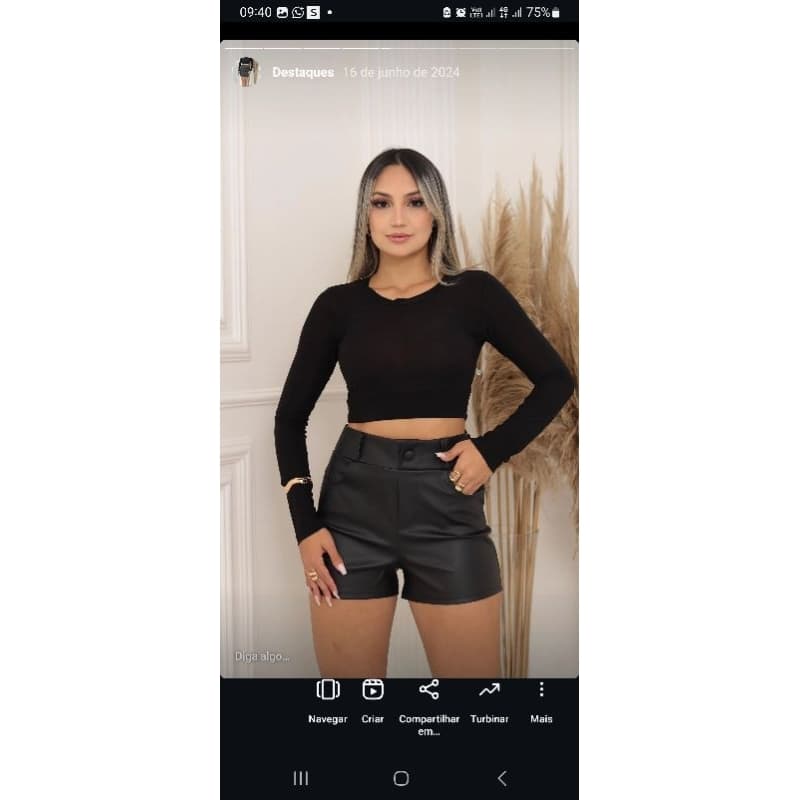 Short Courino Cintura Alta Short Botão Verão