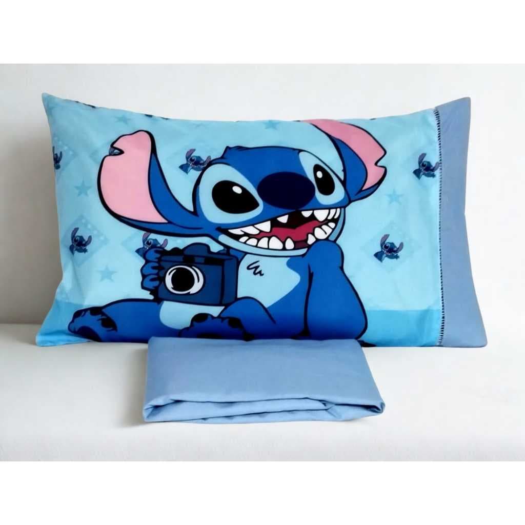 Jogo de Lençol com elástico e Fronha Ponto Palito 2 peças Solteiro Stitch Toque Macio