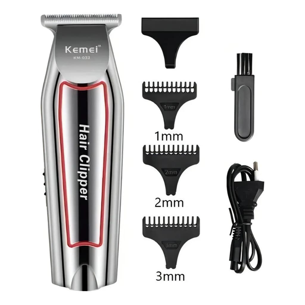 máquina de acabamento cortar cabelo barba barbeador pezinho profissional recarregável kemei KM-032