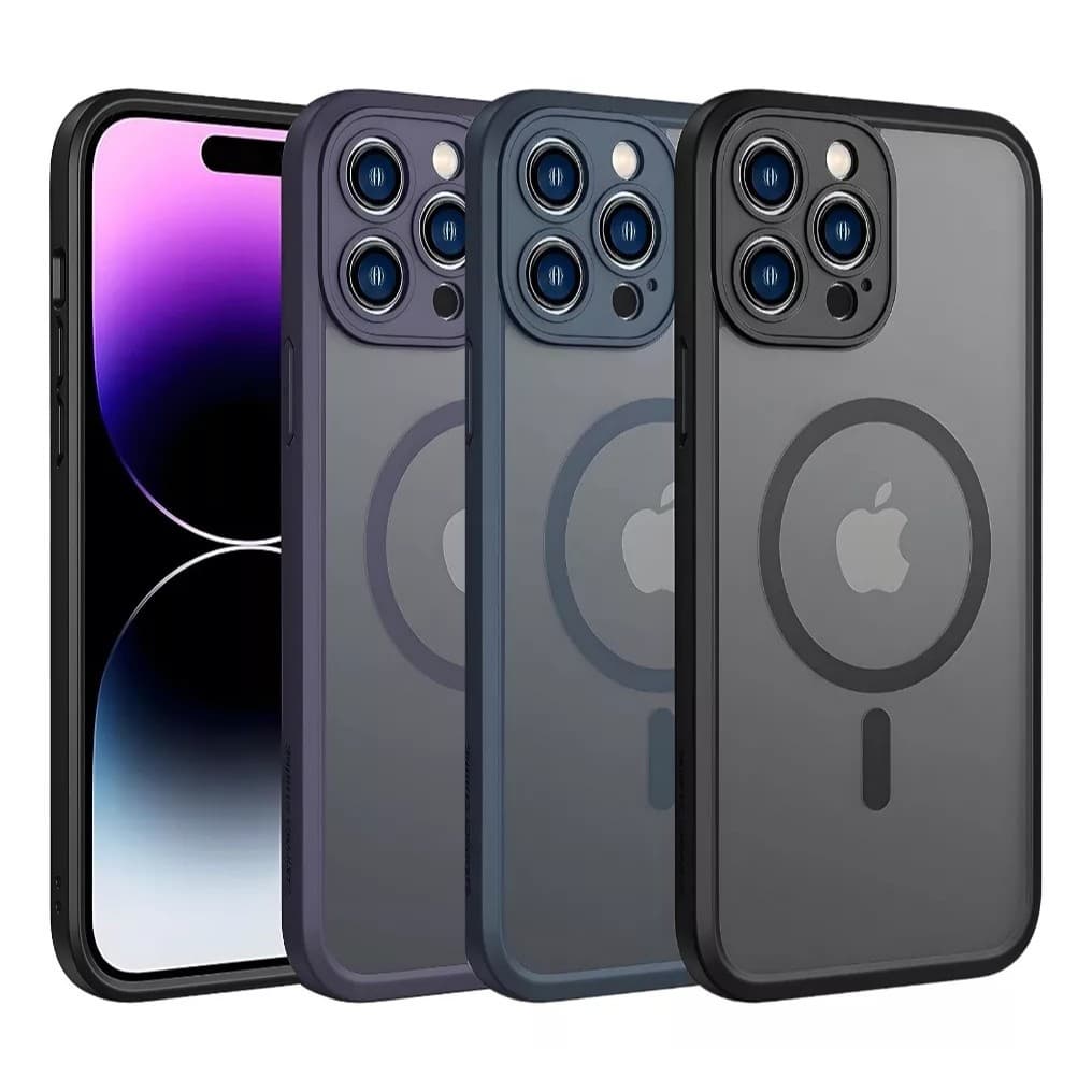 Capa capinha Fosca Premium COLOR + Proteção Câmera Magsafe Para iPhone 11 12 13 14 15 16 PRO PROMAX