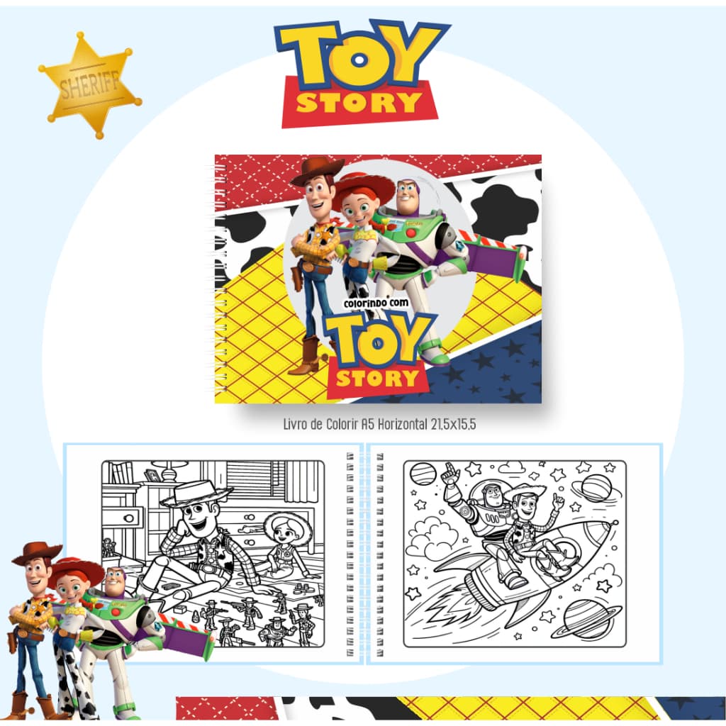 Livro de Colorir Toy Story 50 Folhas 180G Caderno de Desenho Pintura Coloring Book SEM PERSONALIZAÇÃO
