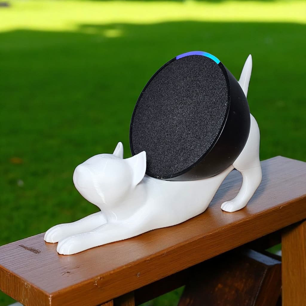 Suporte Alexa Echo POP Tema GATO PREGUIÇA. Presente, decoração, som, stand de mesa Amazon, hobbie