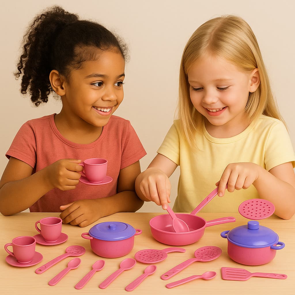 Hora Do Café + Cozinha Divertida  Brinquedo Faz De Conta Panelinha Pires Colheres Colher Xícara