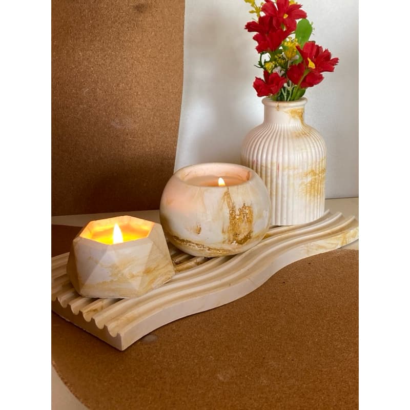Kit Lavabo Completo com Bandeja Vela Aromatica Decoração de Banheiro Mesa  Cera vegetal Presente