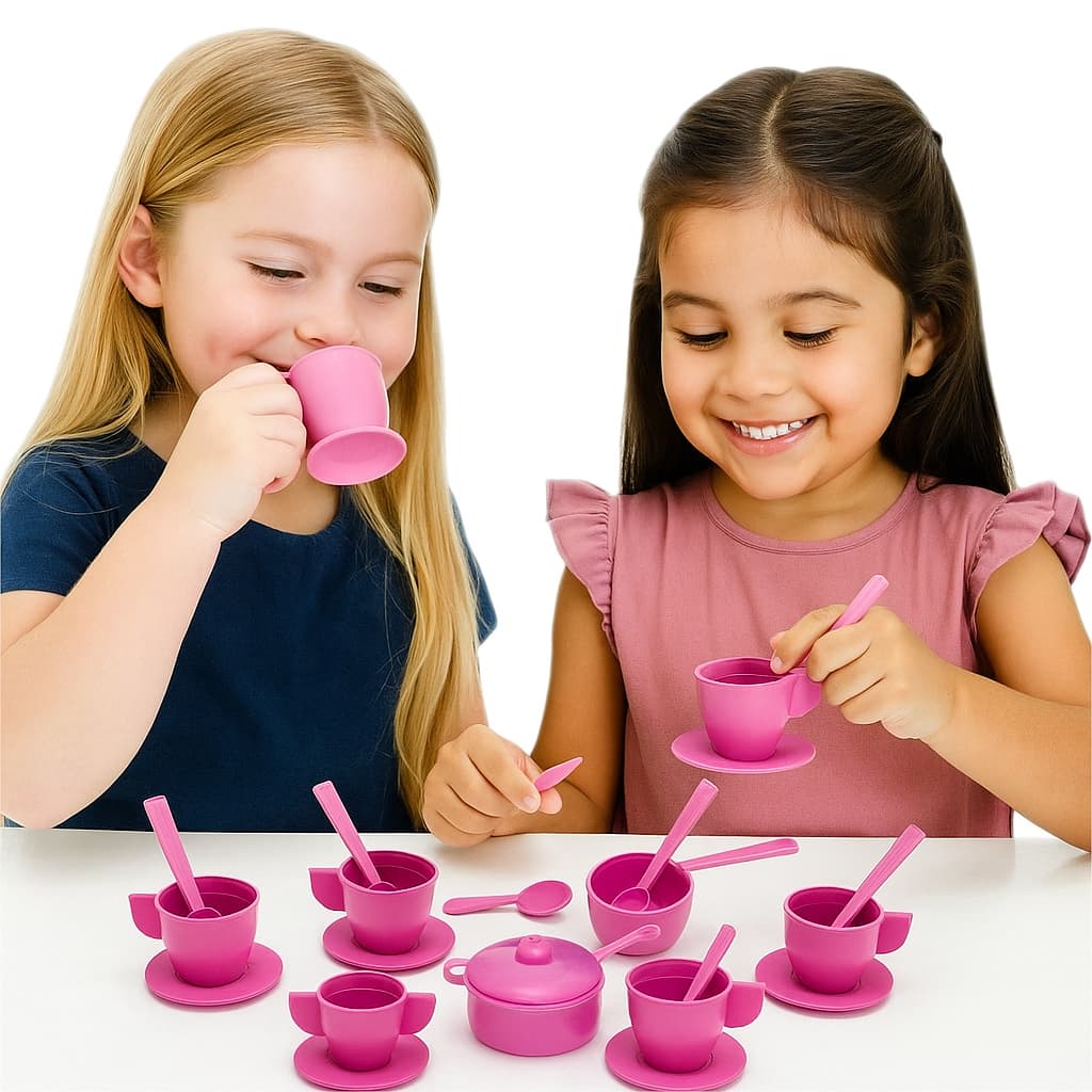 Kit Chazinho Hora Do Café  6 Xícaras 6 Pires E 6 Colheres  Faz De Conta Cozinha Divertida Mini Xicaras 18 Peças