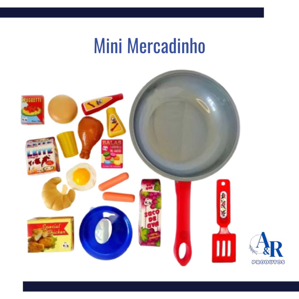 Mini Mercado Infantil Brinquedo Cozinha Comidinha Infantil Frigideira Brinquedo Presente Menina