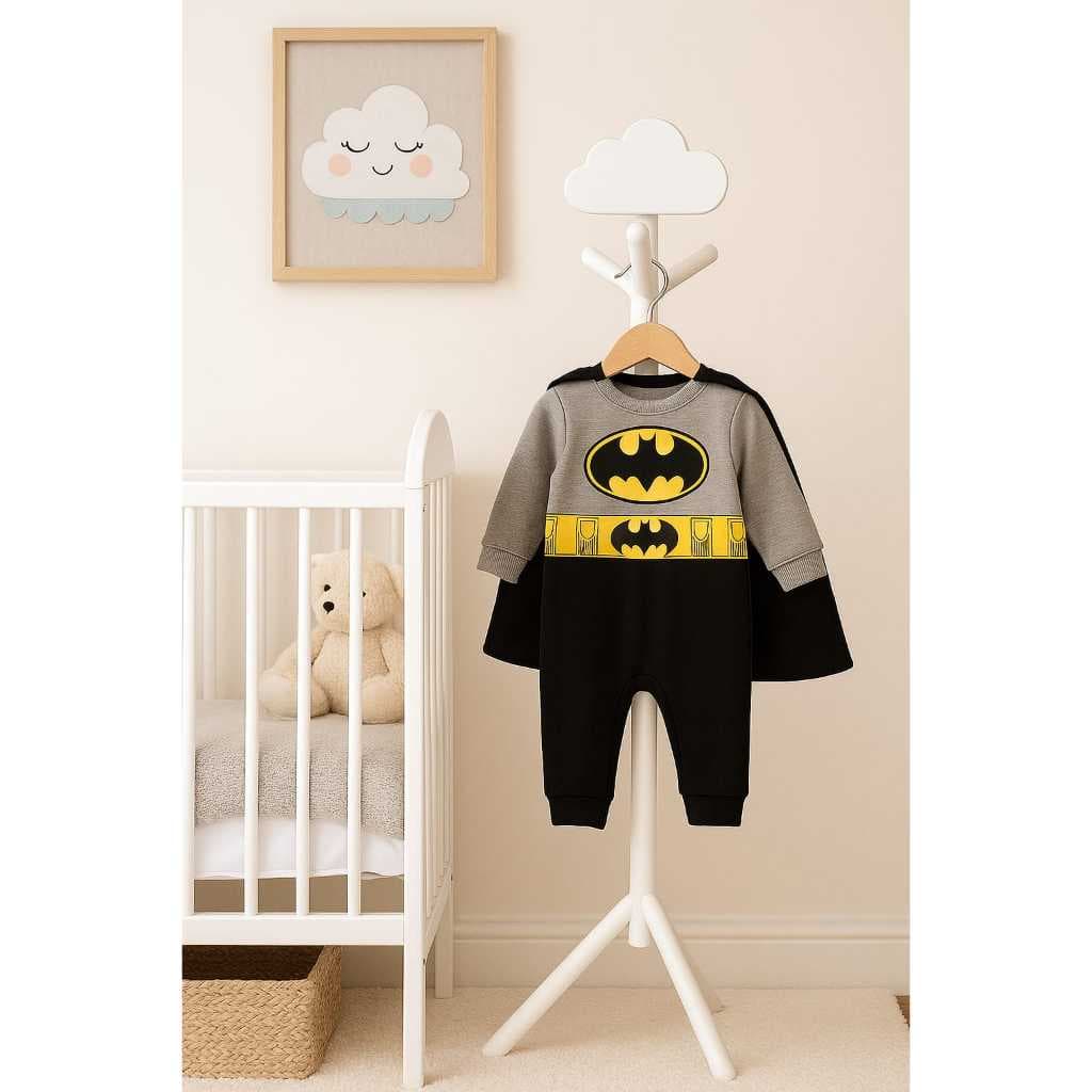 Macacão Com Capa Batman Removível Bebê Fantasia Super Herói Fotos Mesversário