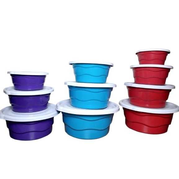 Kit Bacias com Tampa 3 ou 4 Peças Kit Churrasco, Cozinha e Armazenamento Plastico resistente