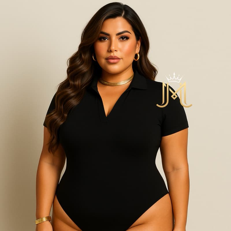 BODY POLO PLUS SIZE FEMININO | SUPLEX PREMIUM | GOLA V | FORRADO NO BUSTO | TAMANHO GG 44 AO 48 | SEM BOJO