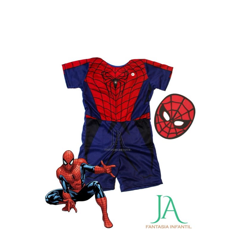 Fantasia Infantil Homem Aranha com Máscara de EVA