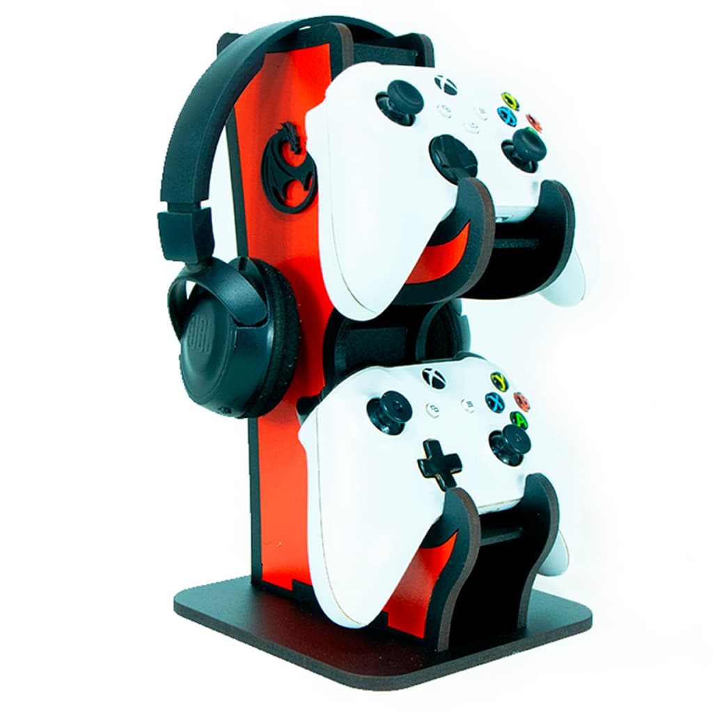 Suporte de controle e headset para videogame ps4 ps5 Xbox vermelho