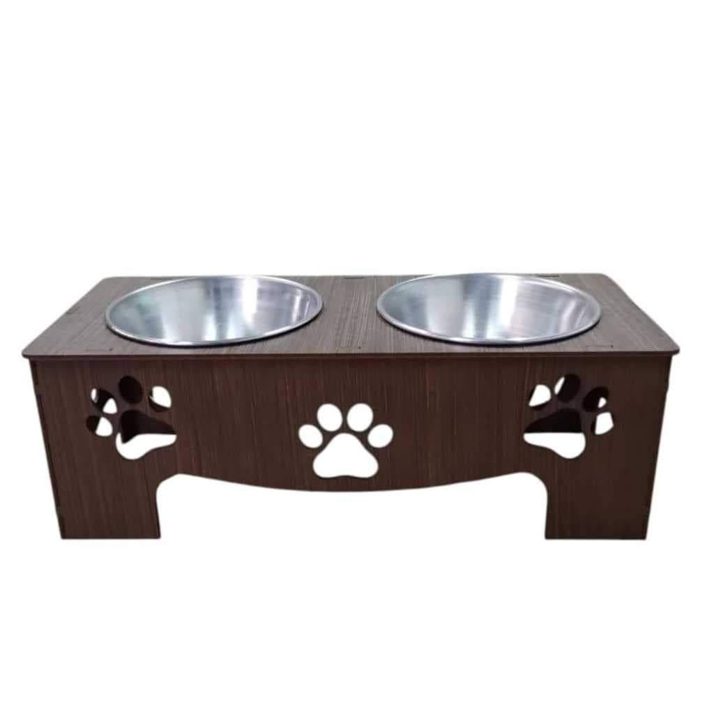 Comedouro e Bebedouro Duplo pet para cachorro e gato porte médio e pequeno MDF