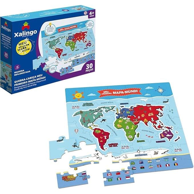 Brinquedo Educacional Quebra Cabeça Meu Primeiro Mapa Mundi Xalingo
