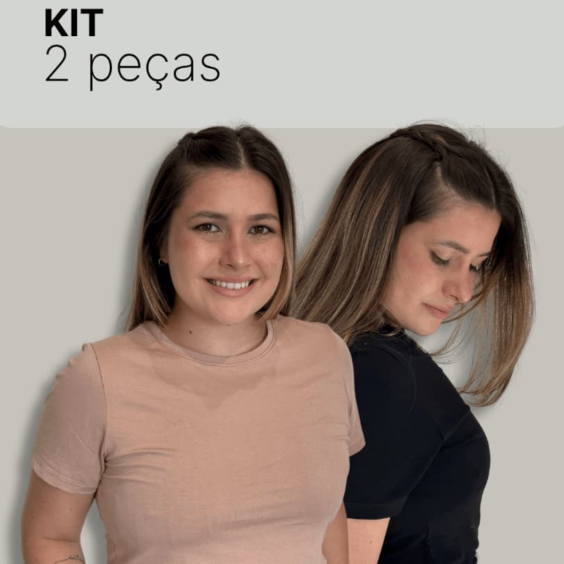 Kit 2 Blusas Femininas Básicas de Manga Curta Decote Redondo em Viscolycra