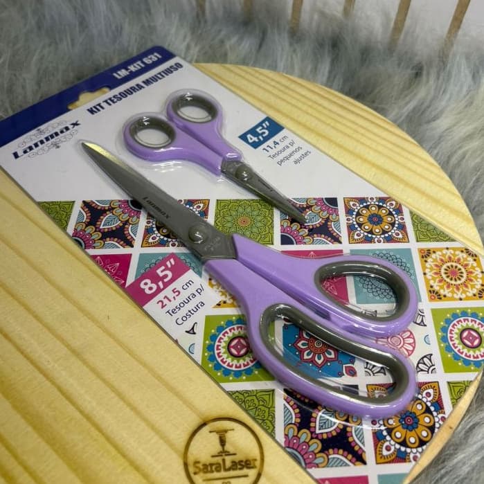 Kit Tesouras Multiuso Lanmax Lilás – Costura e Artesanato (8,5” e 4,5”)