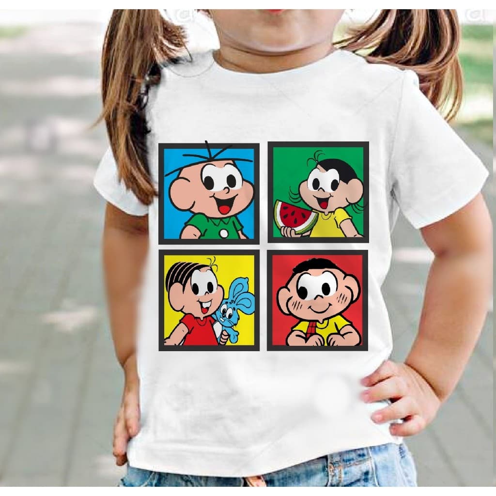 camiseta unissex blusa adulto e infantil DESENHO MONICA,moda infantil,camiseta,menina