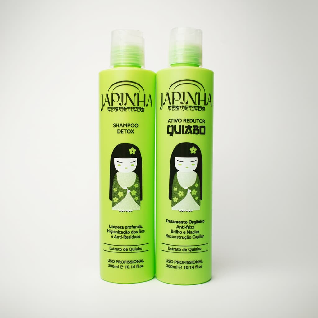 Kit Realinhamento Capilar Vegana Quiabo Japinha – Shampoo + Ativo 300ml