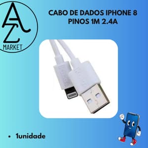 CABO DE DADOS IPHONE 8 PINOS 1M 2.4A