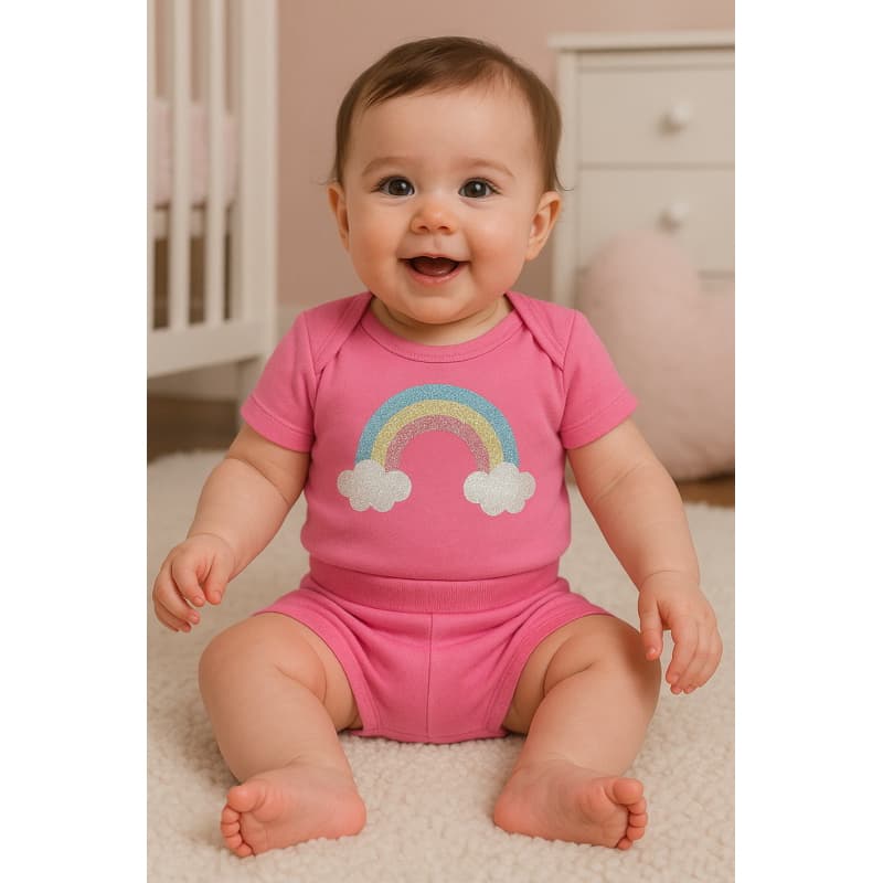Kit Body envelope Bebê Menina + bermuda com punho em suedine Conjunto 2 Peças infantil