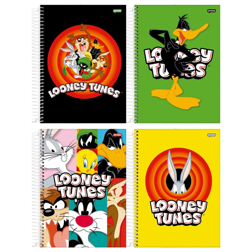 CADERNO UNIVERSITÁRIO ESPIRAL CAPA DURA 10 MATÉRIAS 160 FOLHAS LOONEY TUNES JANDAIA